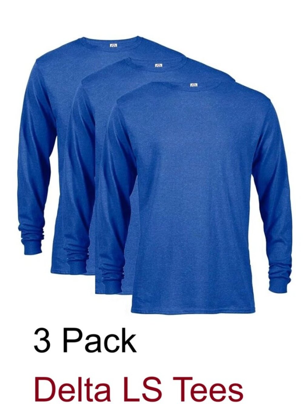 3-Pack Men's Delta Long Sleeve Pro Weight - Sky Blue - Medium